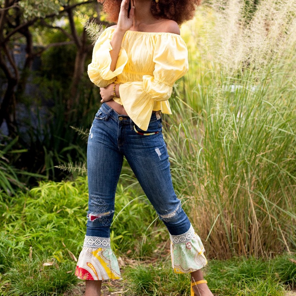 The "Eden" Jeans | Frame | Upcycled Boho Ruffle |
